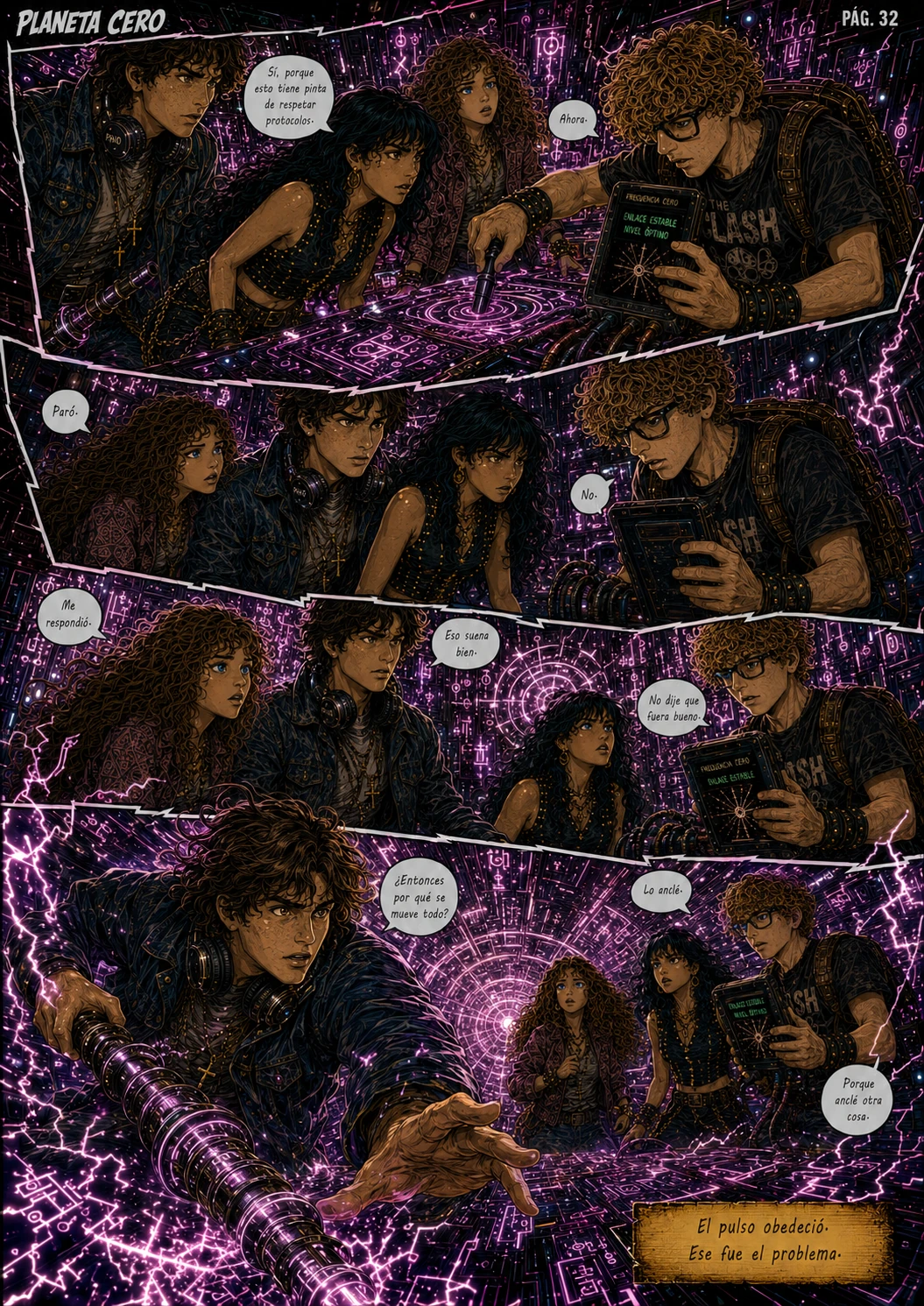 Planeta Cero, capítulo 1, página 32. Página completa del cómic.